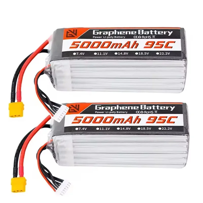 

Lipo Battery 6S 5000mAh XT60 XT90 EC5 95C 22.2V RC Lipo Battery for Quadcopter Airplane Car Truck 500 600 Helicopter