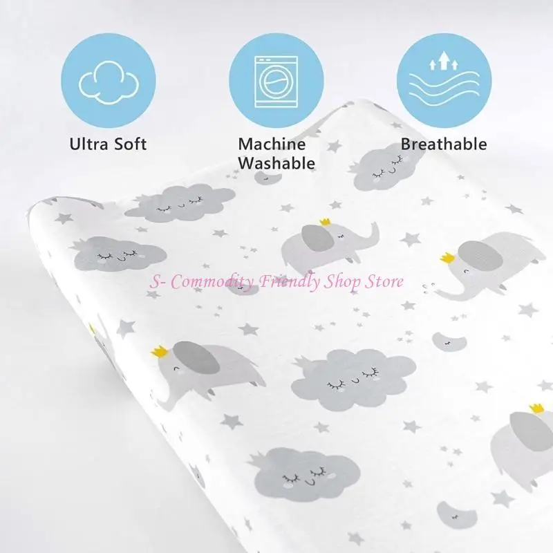 85AE Newborns Changing Pad Cover Cartoon Printed Baby Diaper Changing Mat Sheet Protective Sleeve Dustproof Protector
