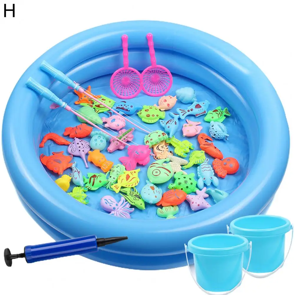 Educational Colorful Magnetic Fishing Toys Set with Inflatable Pool for Children