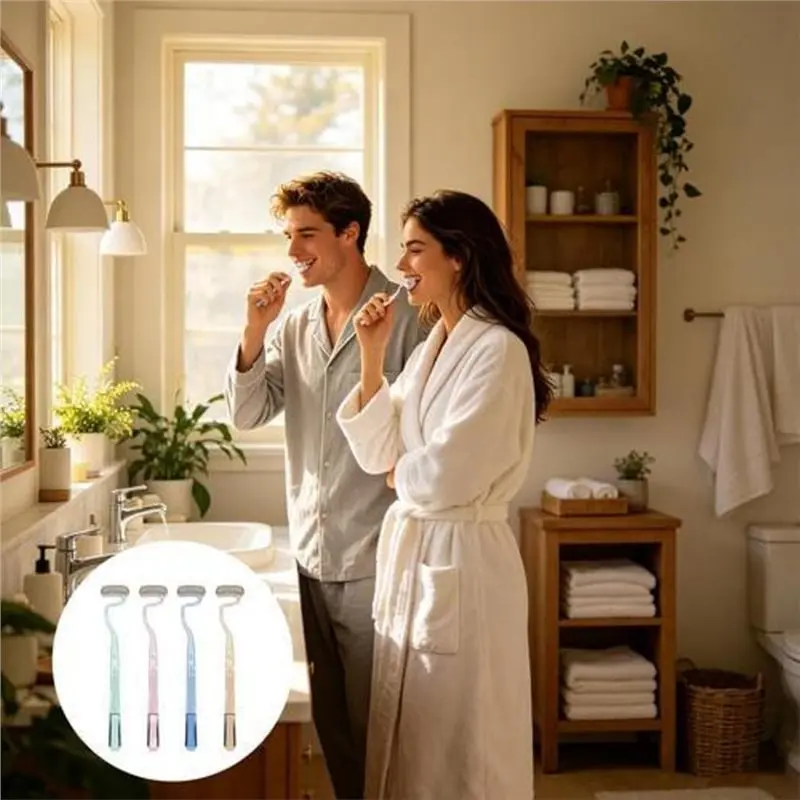 ABUG-Ergonomic Anti-Slip Handle, 8 Pcs S-Shaped Curved Brush Head, Odorless Safe, Clean For Home Bathroom, Dorm, Travel