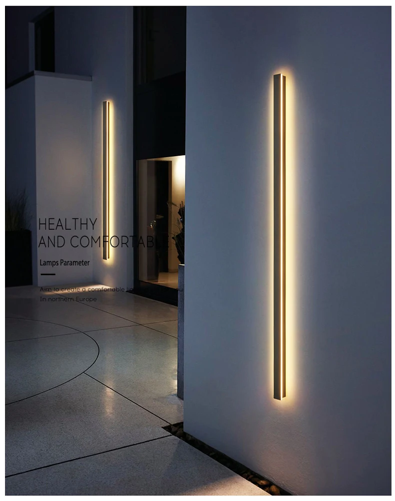 IP65 Waterproof Long LED Wall Lamp 110V 220V Outdoor Garden Villa Porch Indoor Decor Lighting Exterior Wall Sconce