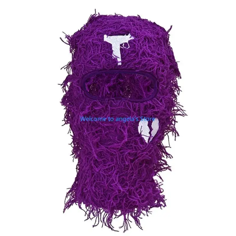 X4YC Wacky Balaclava หมวกสำหรับผู้ใหญ่ฤดูใบไม้ร่วงฤดูหนาวถักหมวกปาร์ตี้ฮาโลวีนการถ่ายภาพ Props Broken Heart หมวกถัก