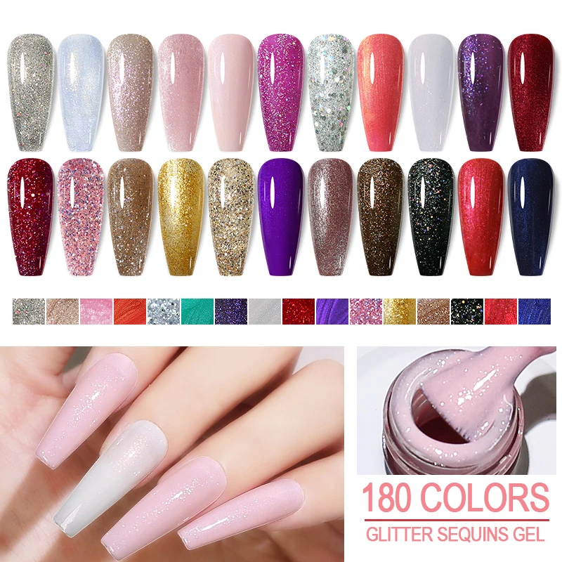 Arte Clavo Glitter UV Gel Nail Polish Sequin Series Colorful Gel Nail Polish 8ml Soak Off UV Gel Varnish Nail Art Gel Polish DIY