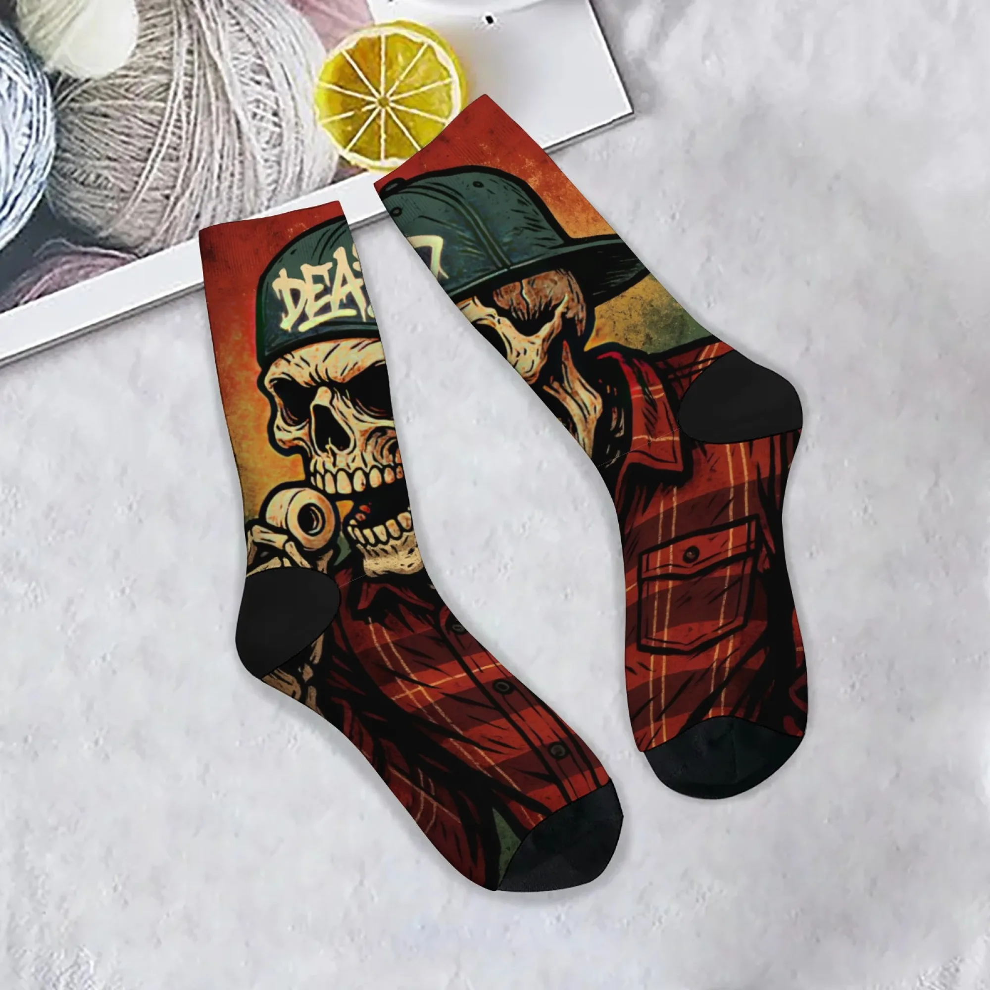 

Harajuku Retro Gothic Skull Street Fashion Socks Novelty Trend Hip Hop Crew Socks Comfortable Breathable Non-slip Casual Socks