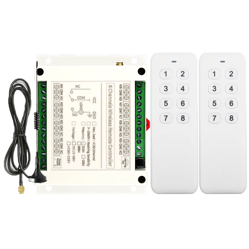 433MHZ DC 12V 24V 36V 8Channel 8CH RF Wireless Remote Control System Receiver Transmitter Universal Power Industrial