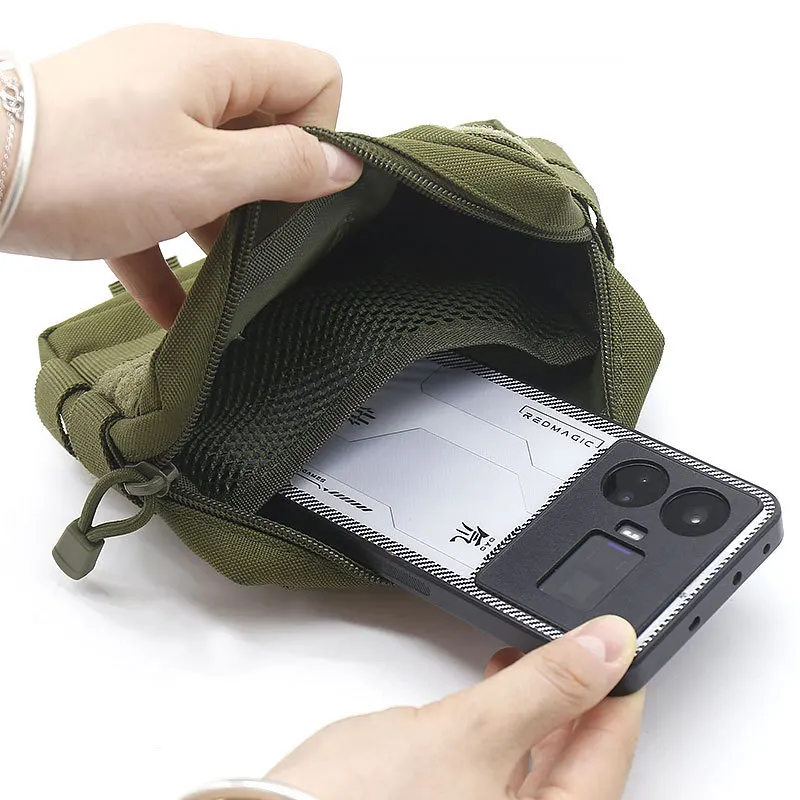 Tactical Molle Waist Pack 600D Waterproof Camo EDC Tool Bag Multifunctional Phone Card Holder Outdoor Camping Commuting Utility view 3