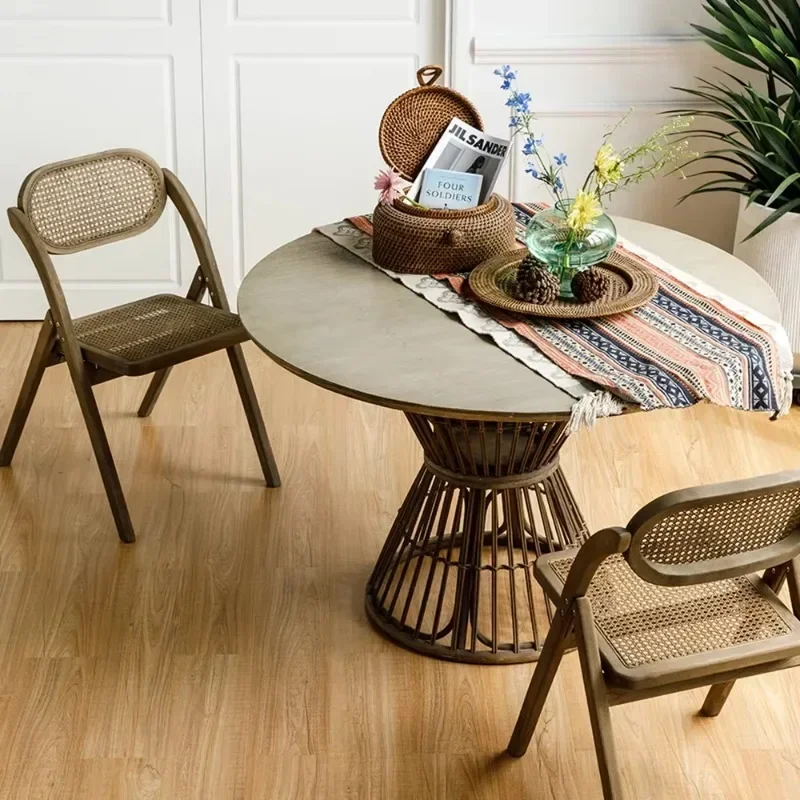 Retro Mid Century Kitchen Set Of 2 Dining Chairs Folding Dining Chairs Comfortable Round Quality Pliante Dining Room Furniture