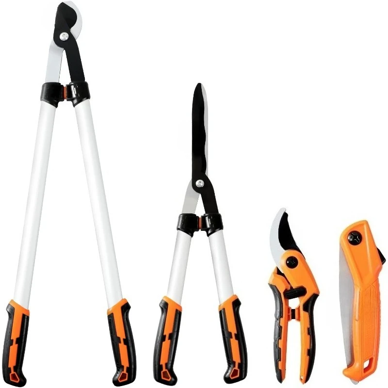 

Pruning Set with Bypass Pruning Shears Compound Lopper and Hedge Shears and Folding Saw with Carbon