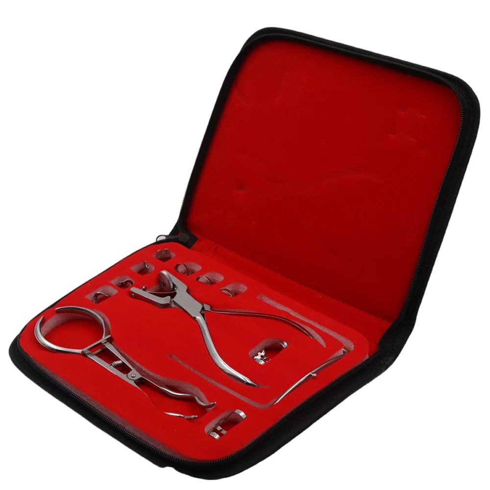 Enhance dental procedures with this 12-piece set of rubber dam perforator puncher pliers for precise orthodontic care