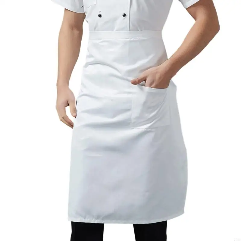 77HE 実用的なポリエステルキッチンエプロン半身こぼれ防止シェフ作業エプロンレストラン調理スタッフ用