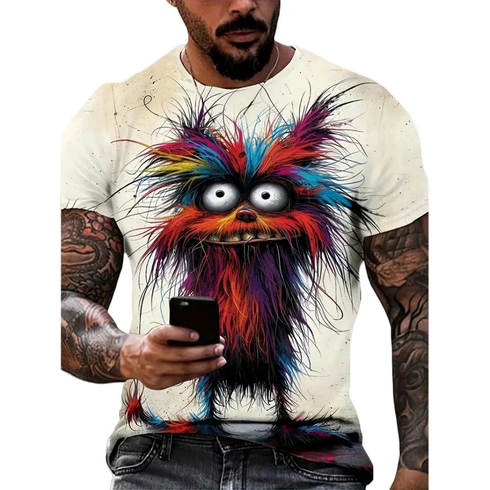 Cartoon 3D Print Funny Animal Graphic T-Shirts Summer O-Neck Short Sleeve Tops Casual Loose Men T-Shirt Harajuku Men's Clothing