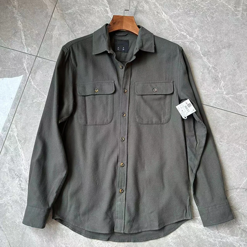 

Классическая мужская повседневная японская осенняя одежда с воротником-стойкой Faion Long Sve, однотонная брендовая одежда Hong Da