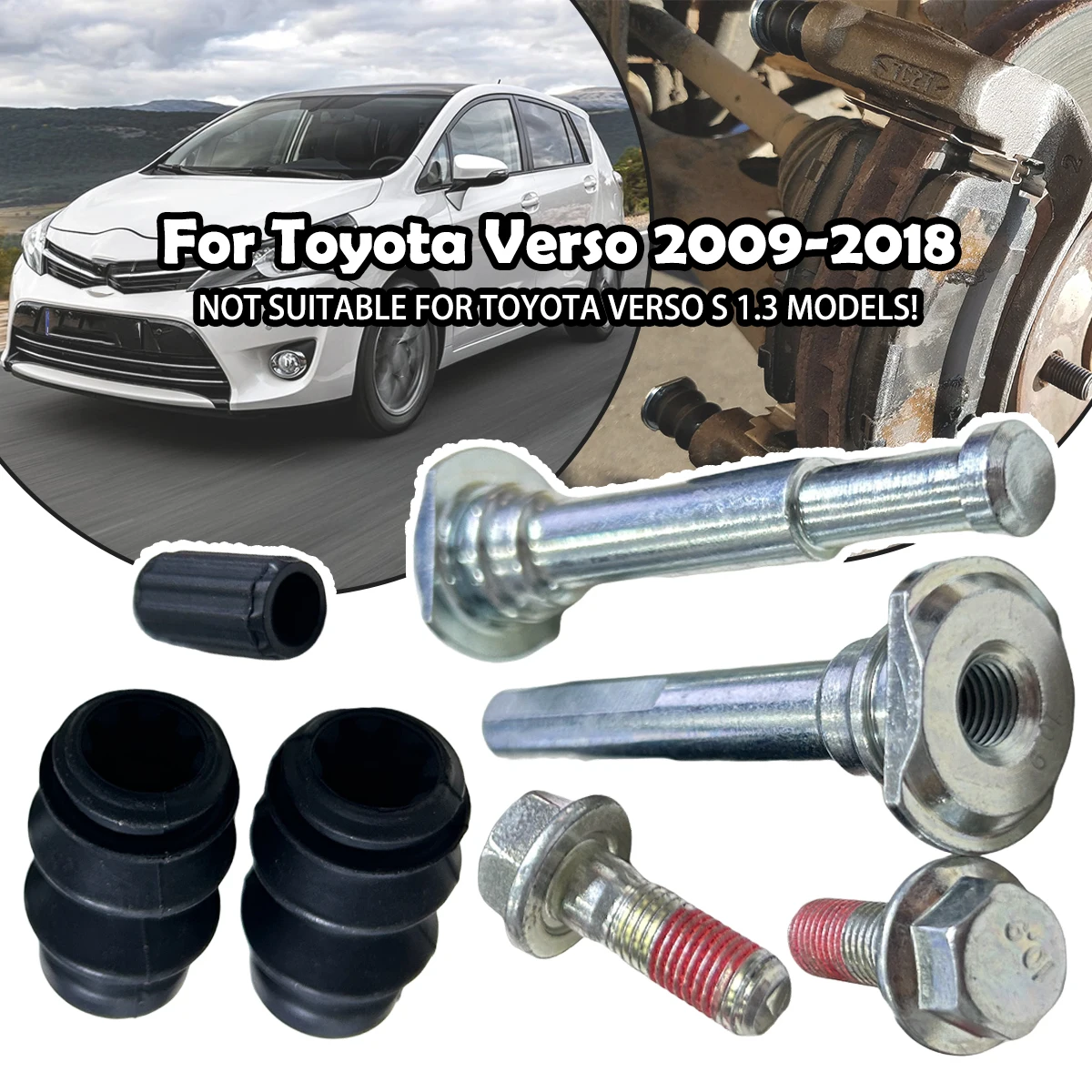 

For Toyota Verso 09-2018 Front Brake Caliper Slider Guide Pins Bolt Kit Left Right Disc Housing Bellows Sleeve Bushing 113-1355X