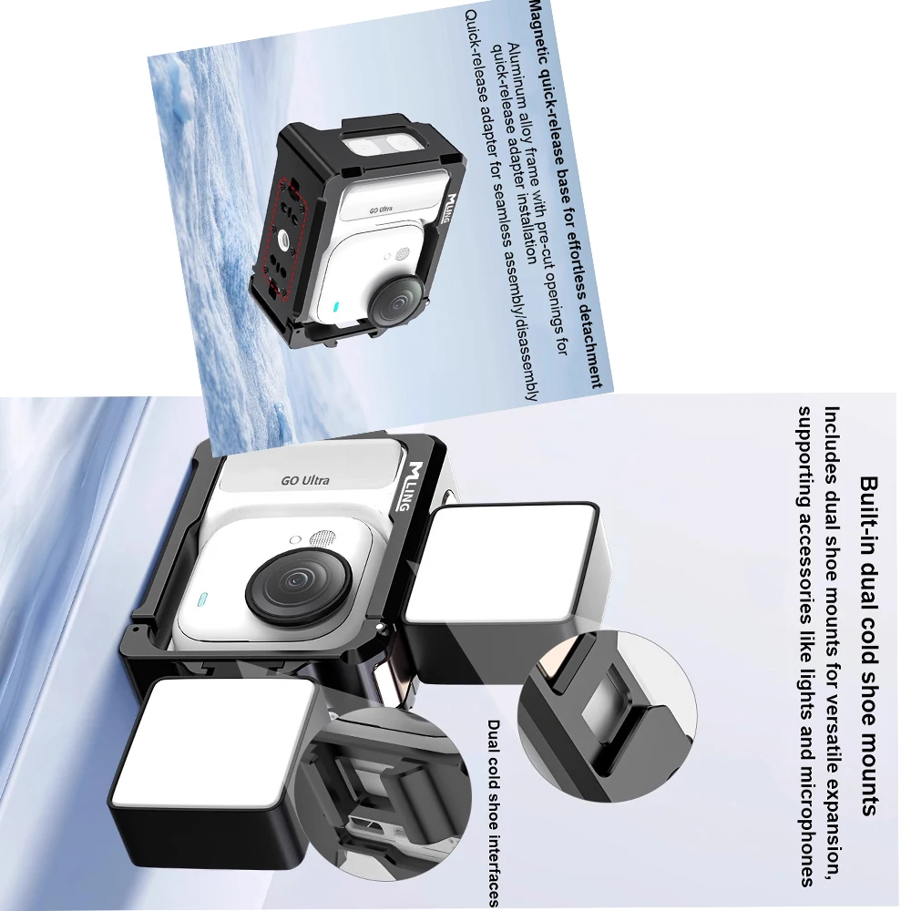 

Protective Frame for Insta360 GO Ultra,Metal Cage Protection Aluminum Alloy Quick Release Stand Mount Holder Shell for GO Camera