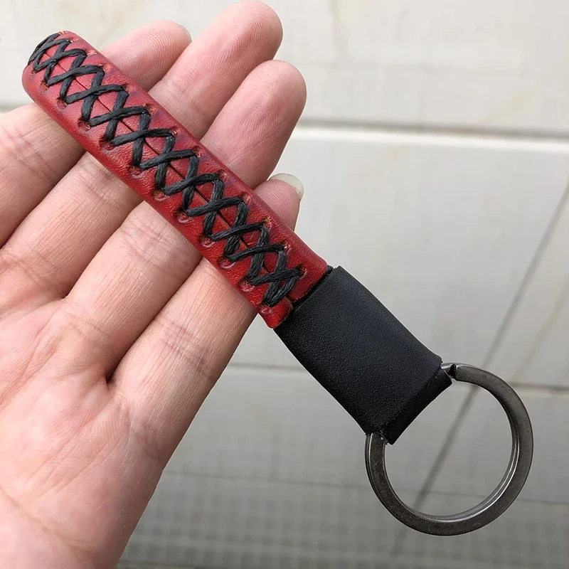 Fashion Classic Hand-knit Leather Keychain Couple Key Ring Llaveros Pendant Real Cowhide Car Key Chain Men Women Diy Accessories