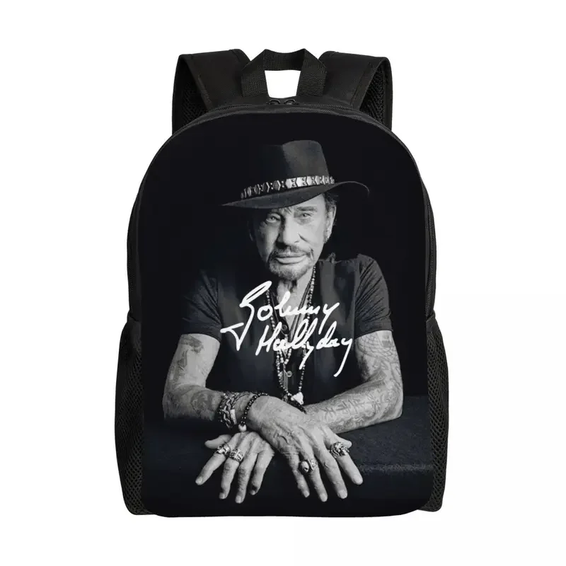 French Rock Legend Johnny Hallyday Travel Backpack Women Men School Laptop Bookbag College Student Daypack Bags