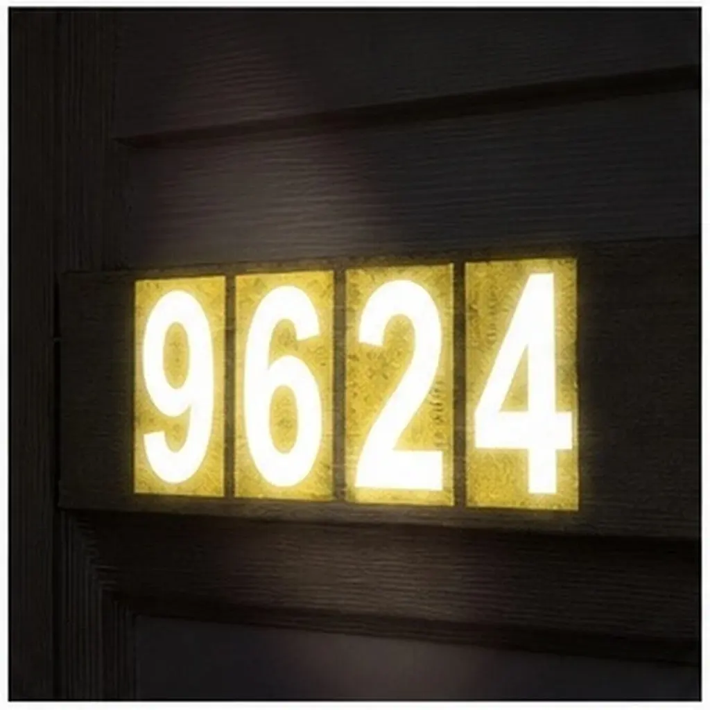 5Sets Reflective Mailbox Numbers Stickers Self Adhesive Weatherproof for Outdoor Use on Smooth Clean Dry Surfaces Night Light