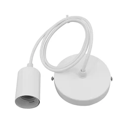 Lustre Industrial com Base, Luz pendente suspensa, Iluminação interior, Preto e branco, Hanglamp de fio, Base E27, 1m, 1.5m, 2m