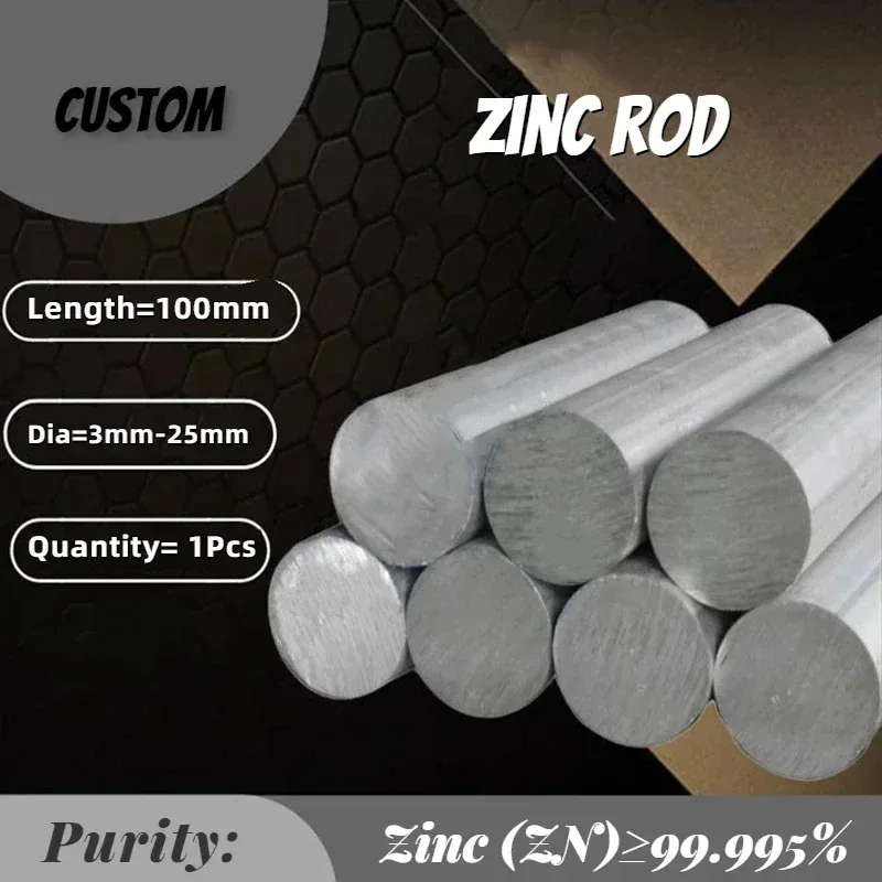 100mm Zinc Rod Solid Round Bar Electroplate Anode Electrode Diameter 3mm 4mm 5mm 6mm 8mm 10mm 12mm