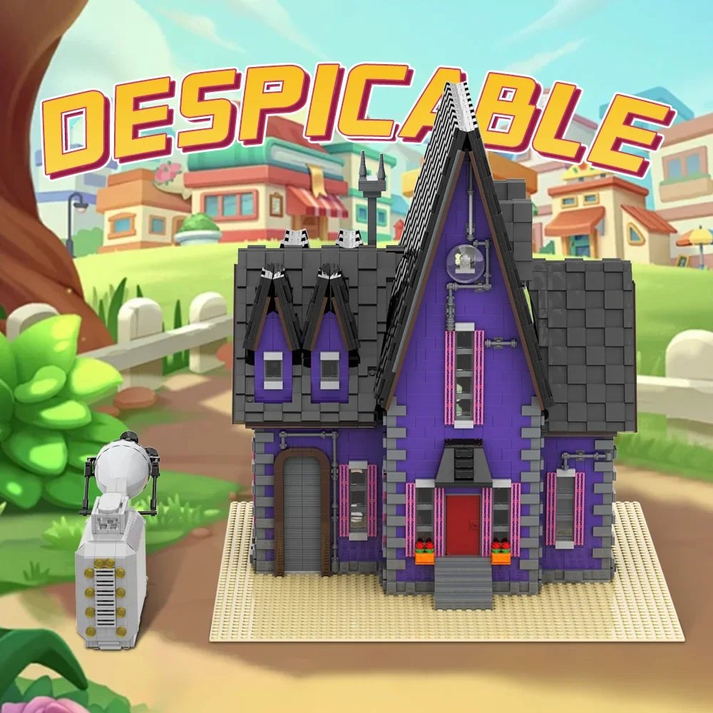 MOC อะนิเมะภาพยนตร์ Thief House Apartment รุ่น Building Blocks Grus House อิฐ High Tech Secret ห้องปฏิบัติการยานอวกาศของเล่นเด็กของขวัญ