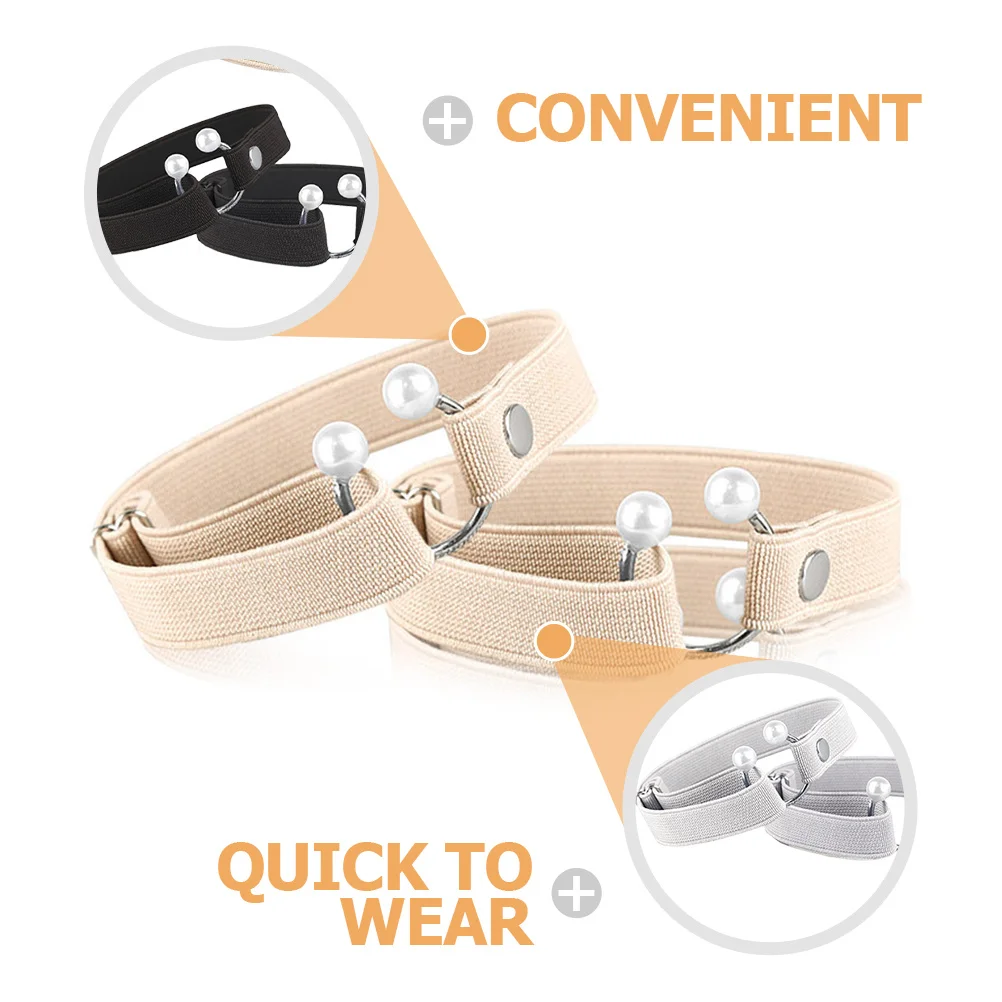 

4Pairs Anti-Loose Heel Shoe Belts Detachable Elastic Pearl Decorated Straps Stable High-Heeled Shoe Laces High-Heeled Shoelaces