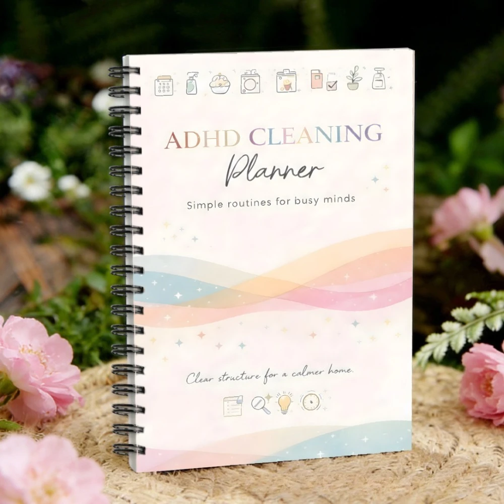 ADHD Cleaning Planner Simple Routines for Busy Minds Clear Structure for a Calmer Home Spiral Notebook Gift
