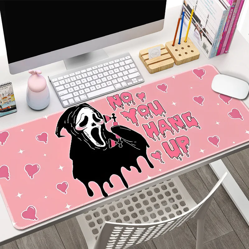 

Cute Funny Halloween Terror Ghost Pattern Mouse Pad Cartoon Pink Skull 80x30cm Large Gamer Office Desk Mat Anti-Skid Rubber Base