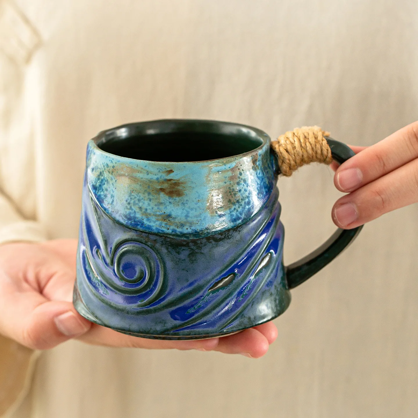 

Vintage Glaze Coffee Mug Creative Stoneware Cup for Home Office Breakfast Tea Cup