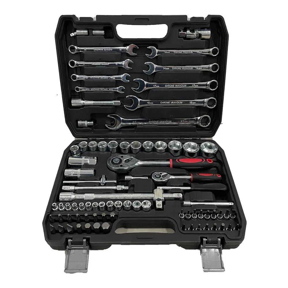 82-Piece Manual Socket Wrench Combination Tool Set Professional Auto Repair Disassembly Home Hardware Repair Tool Kit
