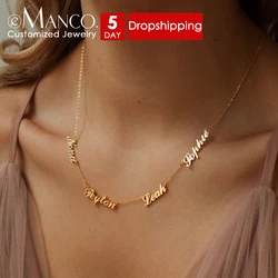 eManco Custom Multiple Names Necklace Personalized Stainless Steel Chain 2-4 Nameplates Pendants Necklaces Fashion Party Gift