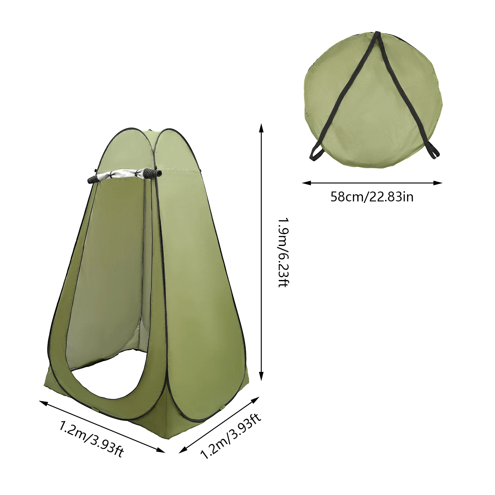 1,2*1,2*1,9m Outdoor-Duschzelt, Faltbares Privatsphären-Zelt, Tragbares Toilettenzelt, Umkleidekabine für Wandern und Picknicks – Detail 1