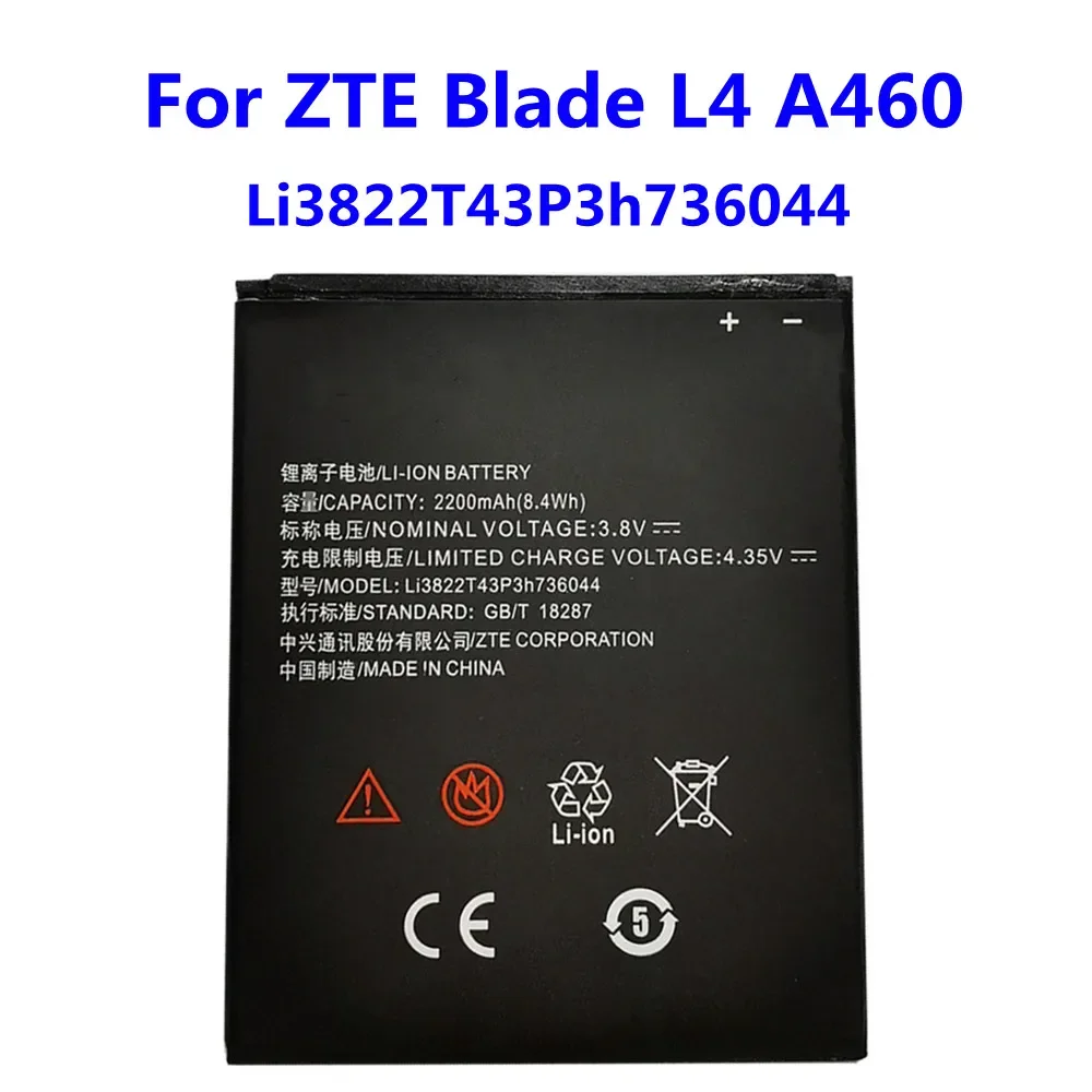 

High Quality 2200mAh Li3822T43P3h736044 Battery For ZTE Blade L4 A460 Replacement Mobile Phone Battery