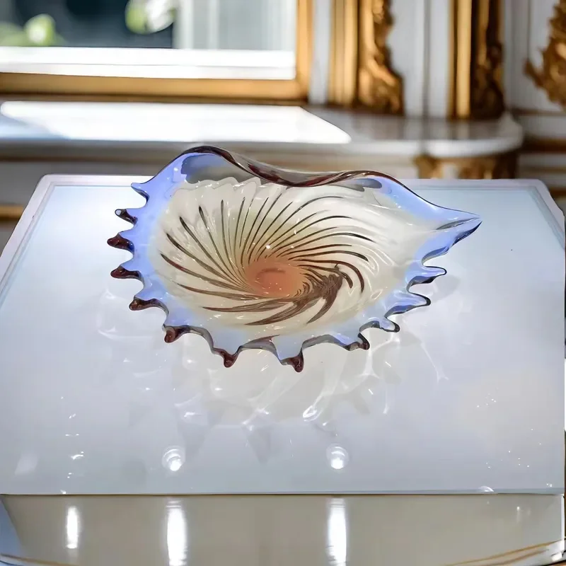 Luxury Glazed Conch Fruit Plate for Living Room Desktop Candy Dried Fruit Storage Ornament Modern Home Decor Model Room