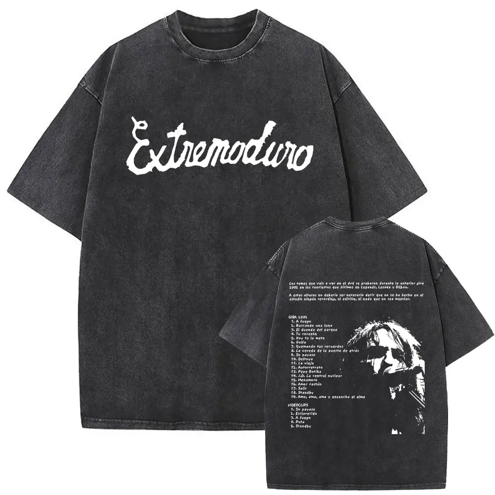 Rock Band Extremoduro Yo Minoria Absoluta Vintage Washed T-shirt Men Women Fashion Hip Hop Oversized T Shirts Male Streetwear