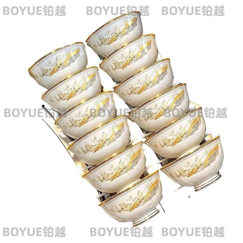 Jingdezhen Ceramic Bowl Set 12cm Elegant Dinnerware Plates Housewarming Gift High Quality Tableware for Home Kitchen Dining
