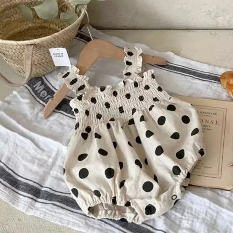 Sister Outfit Summer Children Clothes Baby Girl Party Dress Cotton Dot Camisole Dress Splicing Baby Romper Kids Princess Dress