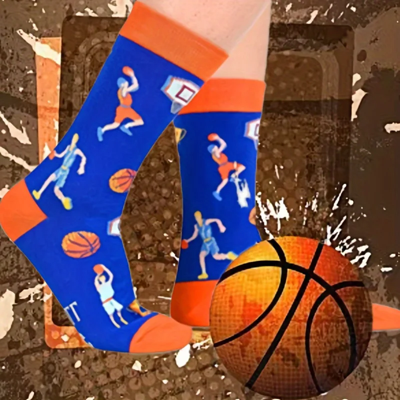 Lustige Socken mit Tomaten-Ketchup- und Pommes-Frites-Motiv, Baumwollsocken im AB-Stil, mittelhohe Socken mit Lebensmittelmotiven, kreative, abstrakte, originelle Paar-Socken. – Detail 13
