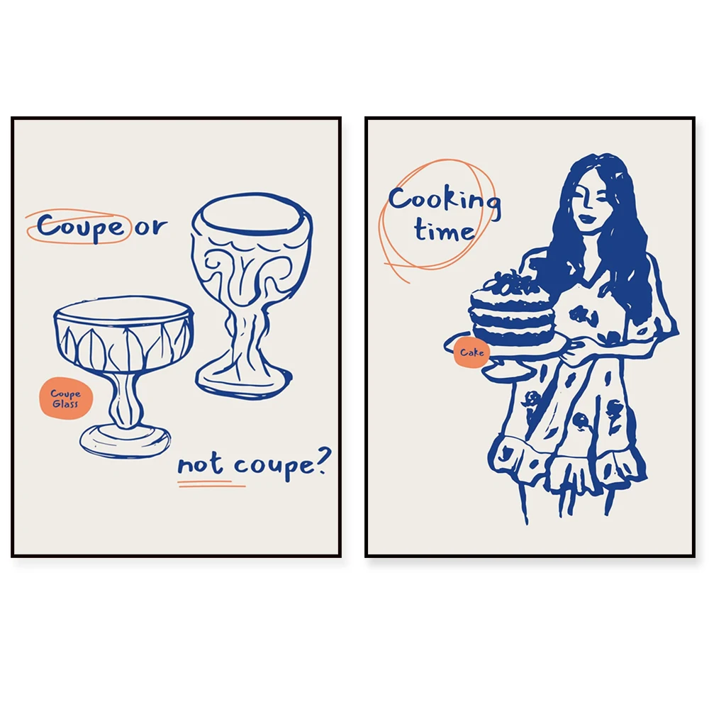 Food and Drink, Coffee, Takoyaki, Biscuit Baking Girl, Mooncakes - Love Quotes, Cocktail Illustration, Cooking Time Poster