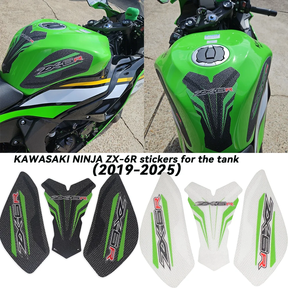 

ZX-6R 2019-2025 Tank Pad Motorcycle accessories Fuel Tank Pad For KAWASAKI NINJA ZX-6R ZX6R Anti-slip side stickers for the tank