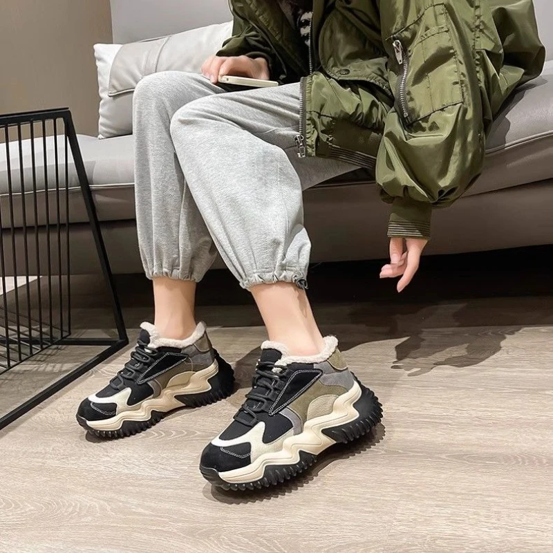 النساء الشتاء الثلوج الأحذية 2025 جديد سميكة منصة الارتفاع تعزيز الدافئة صوف مبطن أحذية رياضية غير رسمية مكتنزة أبي الأحذية العصرية #3
