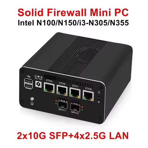Topton Firewall Mini PC 2x10G SFP+ Intel i3-N355 N305 N150 N100 4xi226-V 2.5G LAN DDR5 NVMe Proxmox ESXi pfSense Home Lab Server