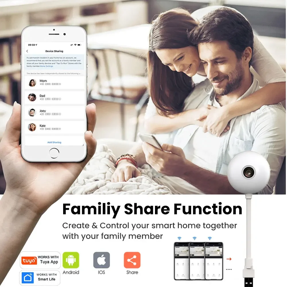 Tuya Smart USB Light Bulb Mini Wifi Camera Indoor 2K 5MP Security Camera for Baby Monitor Auto Tracking Wireless IP Surveillance