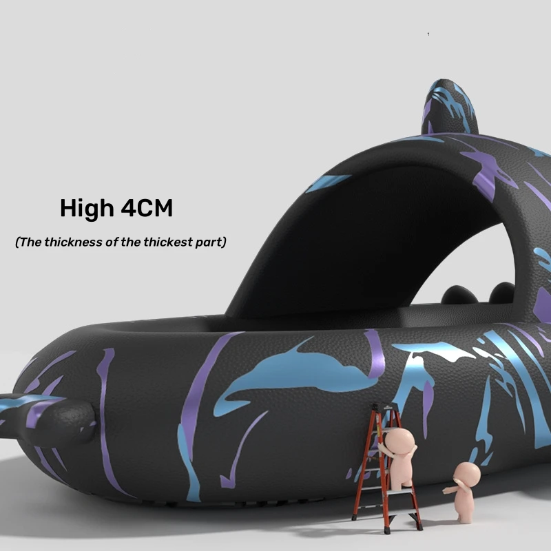 شباشب صيفية على شكل قرش فاسق للرجال والنساء، شرائح إبداعية رائعة للزوجين، صنادل مانعة للانزلاق للبالغين، أحذية الشاطئ #6