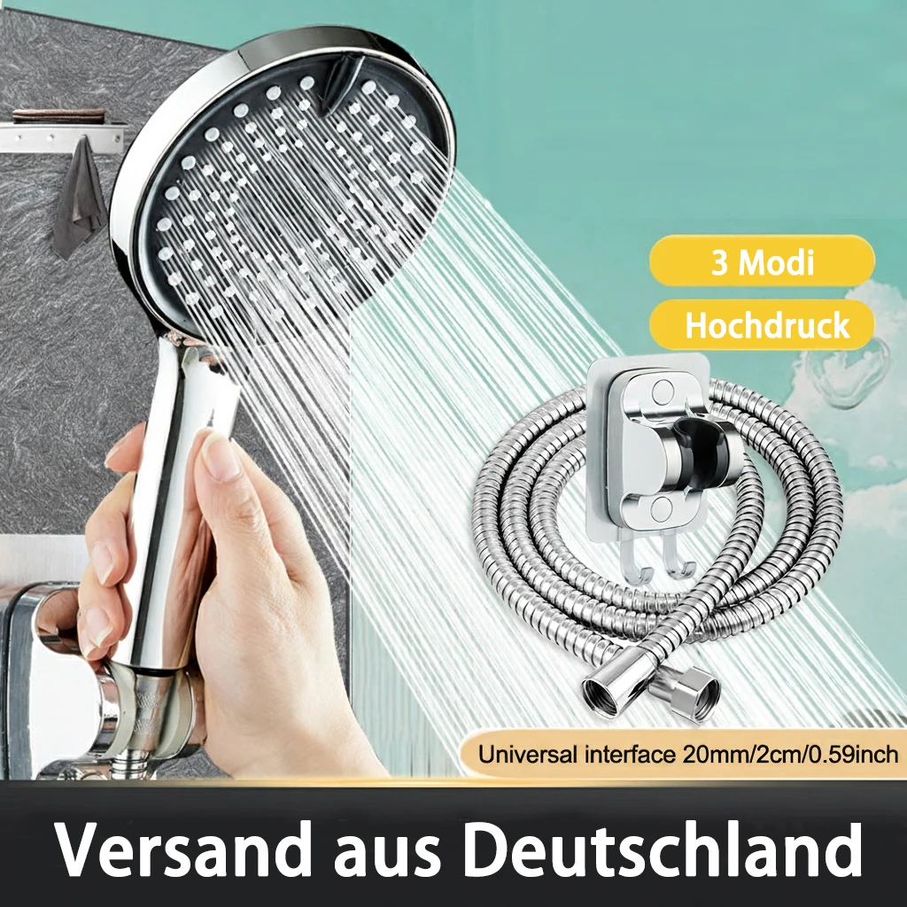 Hochdruck-Duschkopf mit 12,5 cm großen Düsen, 3 Strahlmodi, verstellbarer Duschkopf für Hotel-Badezimmerzubehör
