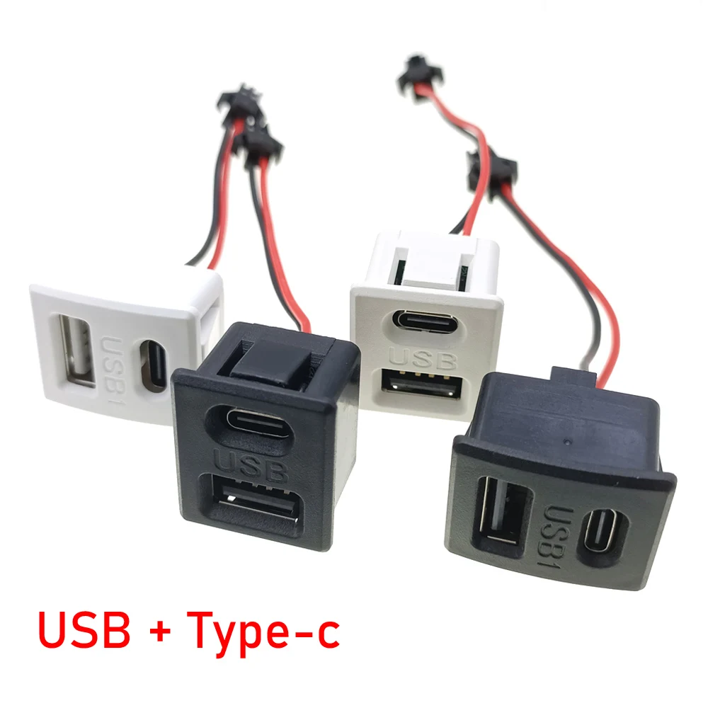 Double Layer USB Female Base Type-C Socket and Female Usb Lamp Charging Socket Power Socket With Cable Connector