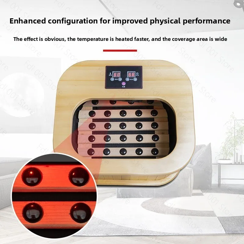 Far‑Infrared Wooden Foot‑Sauna Bucket Household Sweat‑Steaming Foot‑Therapy Barrel For Home Use