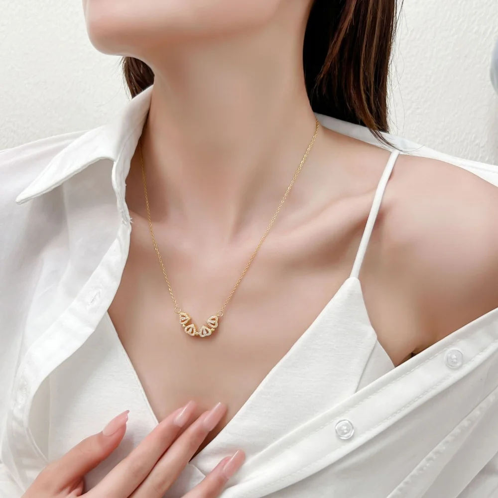 1-piece heart pendant necklace women's heart-shaped necklace lucky 4-in-1 heart pendant jewelry gift