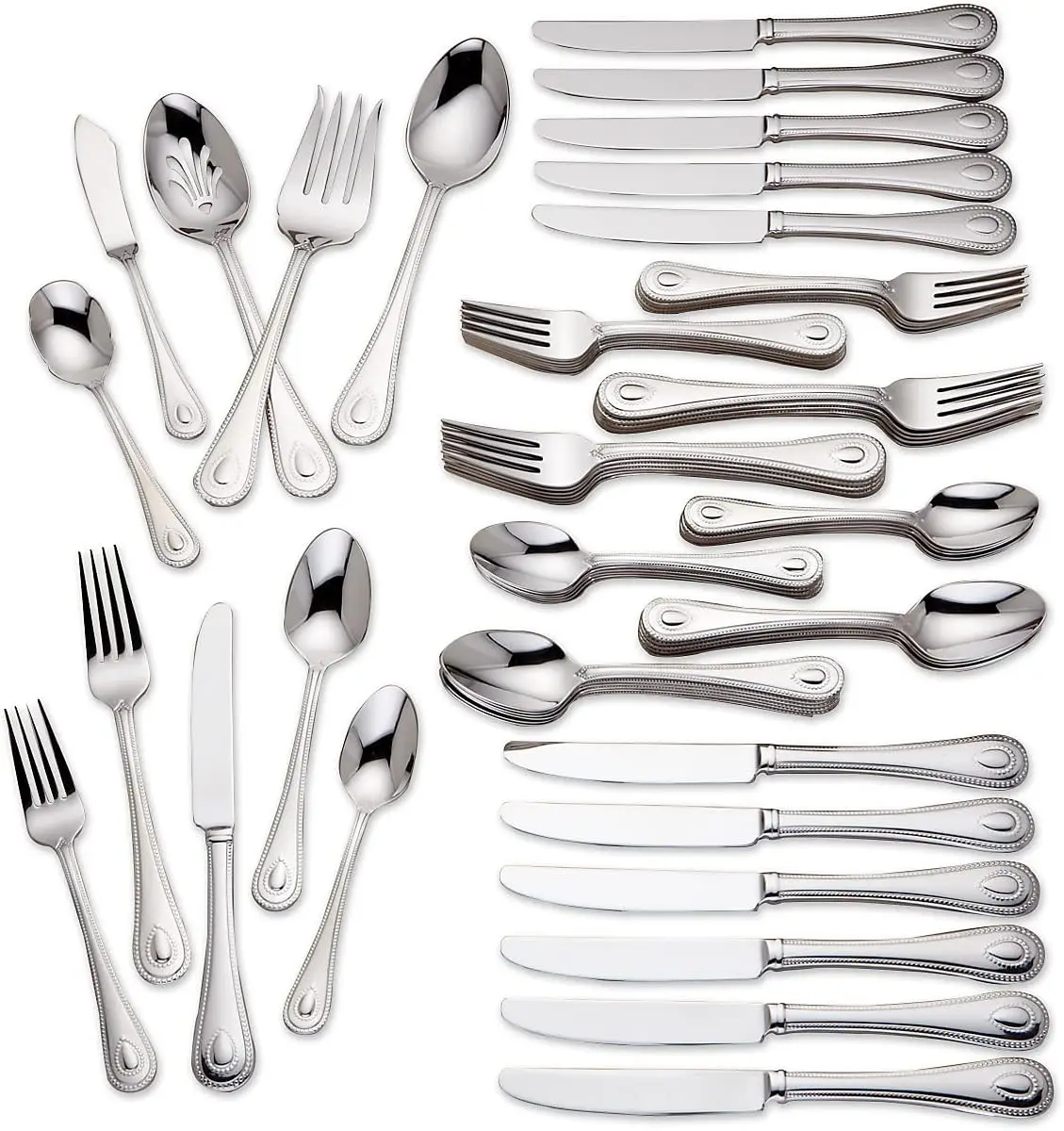 

French Perle Flatware Set, 11.30 LB, 65-Piece