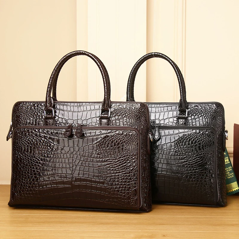 

New Crocodile Pattern Men's Bag Luxury Handbag Genuine Leather Men's Bag Fashion Versatile Business Briefcase Shoulder Bag