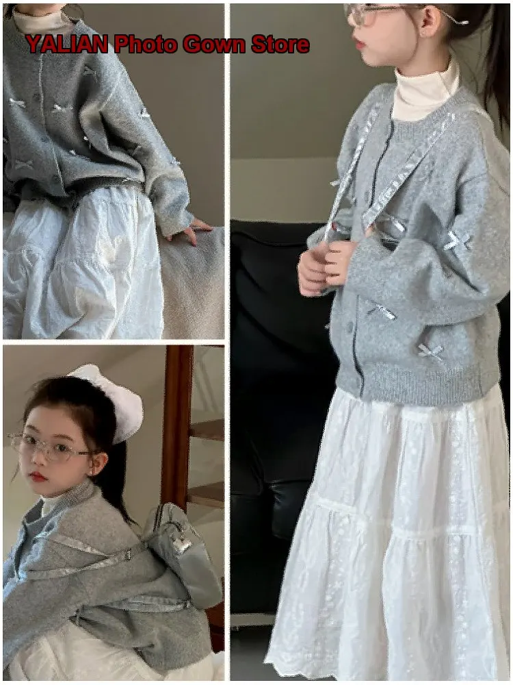 Girls Autumn Outwear 2026 Girls Knit Children’s Fall Set Dress Top Kids